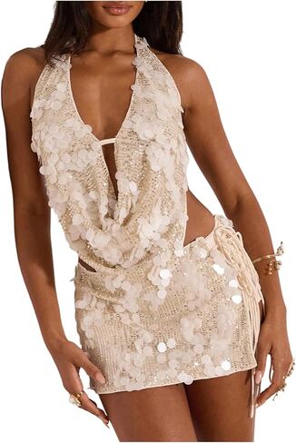 MakeMeChic Women's Sequin Sparkly Skirt Y2K Fall Glitter Club Micro Mini Skirts in Saudi Arabia