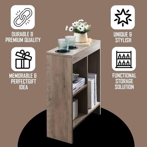 Kings Brand Furniture - Side End Table with Drink Holders, Storage Shelves, Magazine Holder, Narrow Slim Chair Couch Table, Nightstand, Bedside Table for Bedroom, Living Room, Office, White in Saudi Arabia