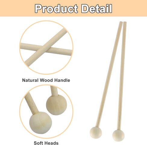 20Pcs Wooden Xylophone Sticks Wood Xylophone Mallets Toddlers, Glockenspiel Mallets Bell Mallets Percussion in Saudi Arabia