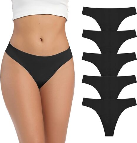 Women's Incontinence Thong Panties Washable Light Absorbency Leak Proof Underwear Bladder Control 5 Pack (2 Black-3 Beige, S) in Kuwait