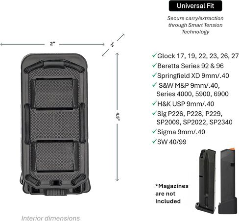 Hero’s Pride Flex OWB Double Pistol Magazine Case - Universal Fit with Rotating Belt Adapter - Single or Double Stack 9mm or .40 Magazines - Glock, Sig, S&W, and FN Compatible in Saudi Arabia