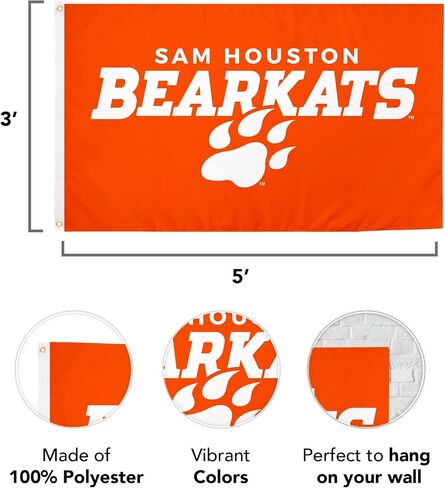 علم جامعة ولاية هيوستن صبار الصحراء SHSU - لافتة Bearkats مقاس 3 × 5 أقدام، قماش متين للاستخدام الداخلي/الخارجي، تصميم بوليستر 100% (النمط 4a) in Saudi Arabia