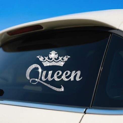 1pc Queen Crown Carner Carner Premium Premium Shimmer Shimmer Vinyl Secal Sticker لشاحنات شاحنات جدران جدران لامعة Idea Meme للسيدات سائق 5.11 * 7.08in (الفضة) in Saudi Arabia
