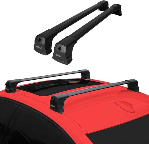 OMAC Roof Rack Cross Bars Carrier Aluminium fits Mazda 3 Sedan 2010-2013 Black 2 Pcs Anti-Theft for Travel Kayak Canoe Surf Ski Snowboard Camping in Saudi Arabia