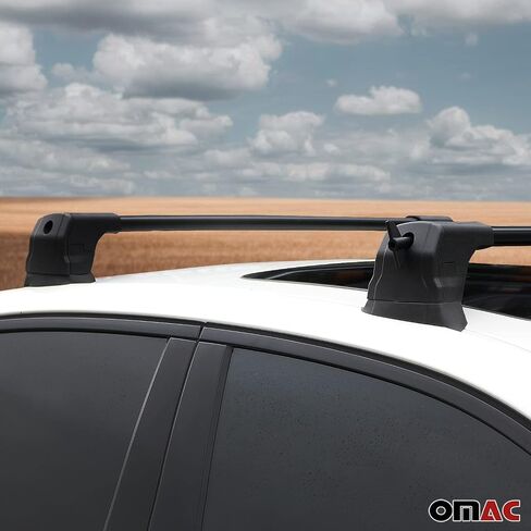 OMAC Roof Rack Cross Bars Carrier Aluminium fits Mazda 3 Sedan 2010-2013 Black 2 Pcs Anti-Theft for Travel Kayak Canoe Surf Ski Snowboard Camping in Saudi Arabia