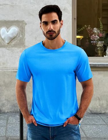 Cotrasen Men's T Shirts Cotton Short Sleeve Shirts for Men Casual Crew Neck Basic T-Shirts Summer Soft Comfort Tee Shirts in Kuwait