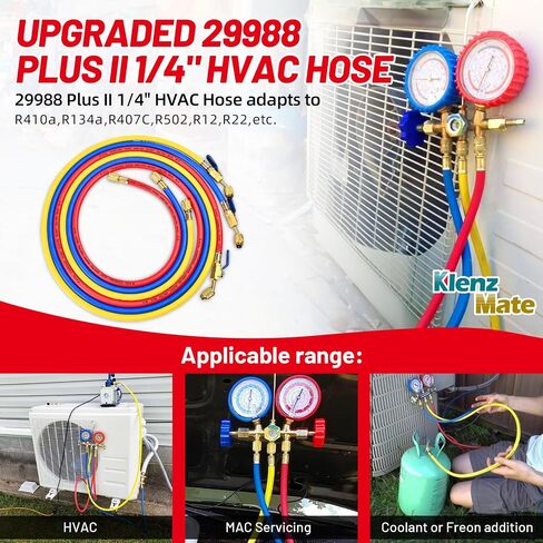 2025 ترقية 12 قدمًا بالإضافة إلى II 1/4 "خرطوم HVAC مع صمام كرة مضغوط. 144" (12 قدمًا) ، خرطوم التبريد الممتد مع تركيبات التوهج القياسية 1/4 "، مناسبة للبرودات الشائعة ، الأصفر/الأحمر/الأزرق (3 حزمة) in Kuwait