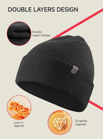 TRENDOUX Wool Beanie for Men Women: Knit Cuffed Beanie Unisex Stocking Cap Soft Daily Winter Hat Skull Cap in Saudi Arabia