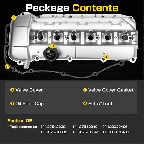 Upgrade Aluminum Engine Valve Cover Gasket Kit Compatible with BMW E60 E70 E82 E83 E84 E89 E90 E92 125i 128i 130i 325i 328i 525i 528i 530i X1 X3 X5 Z4 2006-2013 Cylinder Head Cover Replace 11127552281 in Kuwait