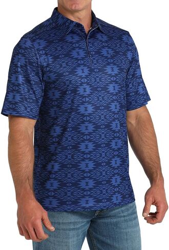 Cinch Arenaflex Navy Aztec Polo in Saudi Arabia