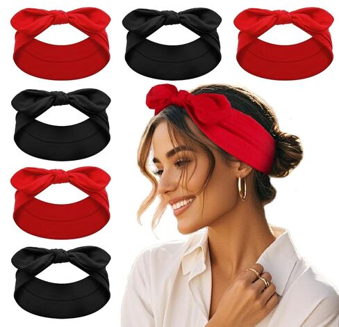 عصابات رأس Bandana ToBeffect للنساء بوهو على طراز Paisley Print - عصابات رأس القوس المرنة لشعر المرأة غير المنزلق - رؤساء عريضين مع أقواس عتيقة ، وملحقات الشعر ذات الشعر اللطيف 6 حزمة in Kuwait