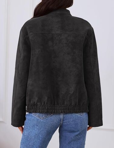 Merokeety Women’s 2025 Faux Suede Bomber Jackets Trendy Long Sleeve Zip Up Fall Winter Coat in Saudi Arabia