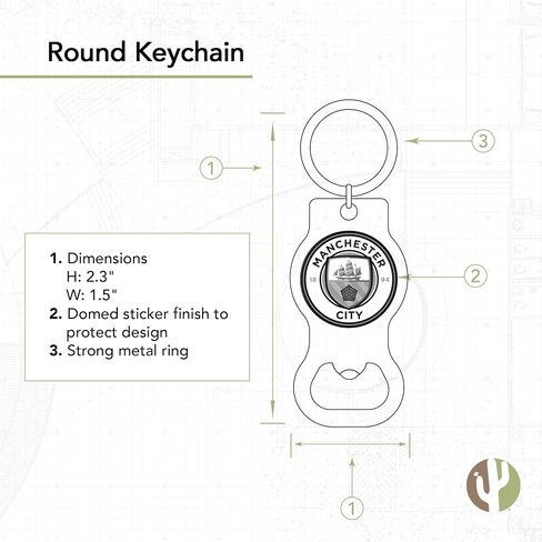 Desert Cactus Manchester City Keychain Man City MCFC Soccer Football Bottle Opener Keychain Car Keys (Silver Bottle) in Saudi Arabia