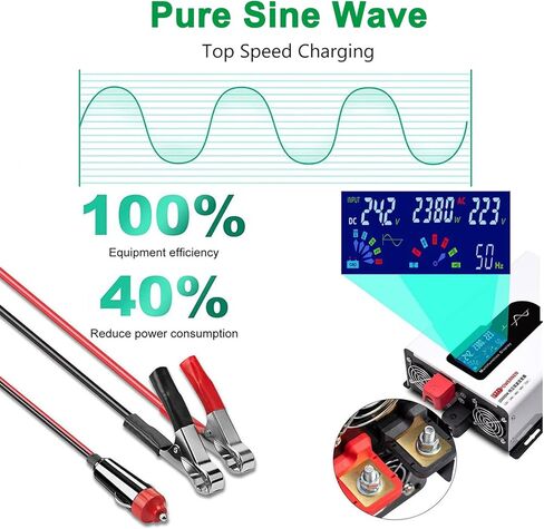 5000W Wave GENT PULE POWER REVERTER 12V 24V 48V 60V 72V DC TO 110V 220V AC الجهد مع شاشة LCD ، للمنزل/RV/TRACK/CAM/CHESSING/SOLAR ، 72V5000WW in Kuwait