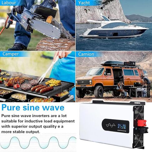 5000W Wave GENT PULE POWER REVERTER 12V 24V 48V 60V 72V DC TO 110V 220V AC الجهد مع شاشة LCD ، للمنزل/RV/TRACK/CAM/CHESSING/SOLAR ، 72V5000WW in Kuwait