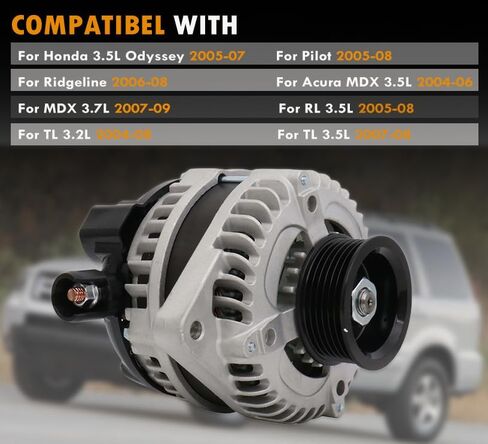 المولد المتوافق مع Jeep Cherokee 2014-2019 ، Compass ، Renegade & Chrysler 200 & Ram Promaster City & Fiat 500x ، 2.4L ، 12V 160A 6-Grove Decoupler Pulley ، استبدل# 56029624ab in Kuwait
