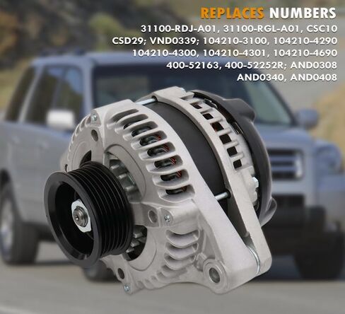 المولد المتوافق مع Jeep Cherokee 2014-2019 ، Compass ، Renegade & Chrysler 200 & Ram Promaster City & Fiat 500x ، 2.4L ، 12V 160A 6-Grove Decoupler Pulley ، استبدل# 56029624ab in Kuwait