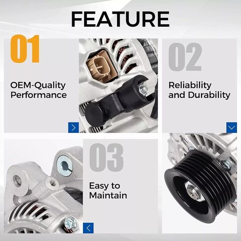 المولد المتوافق مع Jeep Cherokee 2014-2019 ، Compass ، Renegade & Chrysler 200 & Ram Promaster City & Fiat 500x ، 2.4L ، 12V 160A 6-Grove Decoupler Pulley ، استبدل# 56029624ab in Kuwait