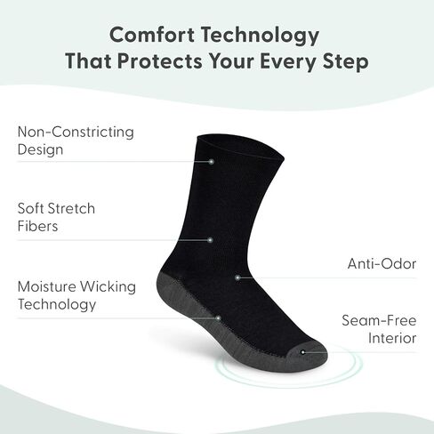 Orthofeet Non-Binding Non-Constrictive Circulation Seam Free Casual Dress Socks, 3 Pack in Saudi Arabia