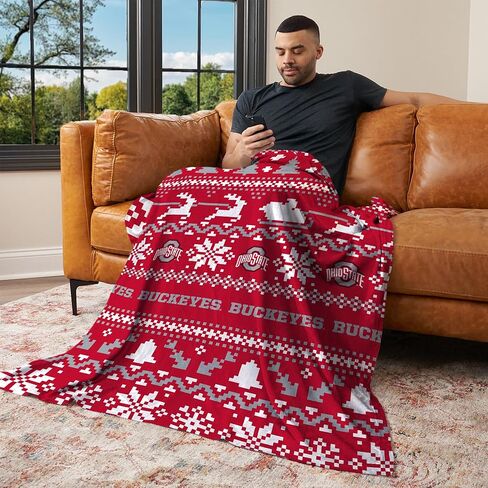 Northwest NCAA Ohio State Buckeyes، وقت عيد الميلاد، بطانية رمي حريرية الملمس، 50 × 60 بوصة in Saudi Arabia