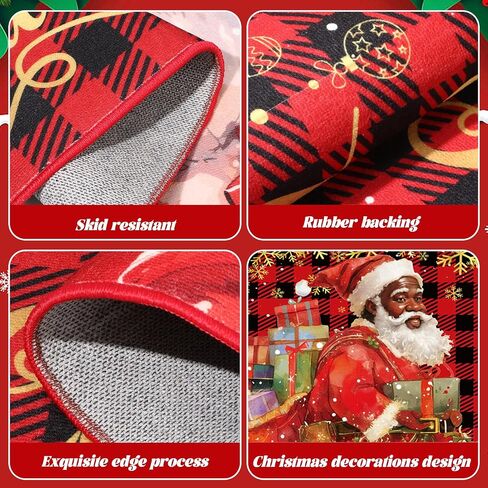 3 Pcs Christmas Kitchen Rugs and Mats Farmhouse Truck Red Buffalo Plaid Snowflakes Bathroom Carpets Winter Floor Mat for Xmas Home Christmas Kitchen Mats for Floor Bathroom Indoor (Red) in Saudi Arabia