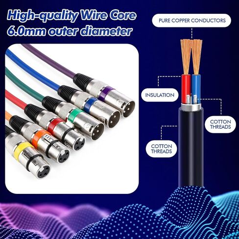 20 قطعة كابل ميكروفون XLR بطول 3 أقدام و3 دبابيس XLR متوازن ذكر إلى أنثى كابل ميكروفون نحاسي خالي من الأكسجين (OFC) سلك ميكروفون لخلاط الميكروفون واستوديو التسجيل وأنظمة السماعات، متعدد الألوان in Saudi Arabia