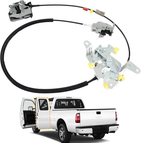 Rear Right Passenger Side Extended Cab Door Lock Latch with Cable Compatible with Ford F250 F350 F450 F550 Super Duty 1999-2007 Replace #:6C3Z-28264A00-A in Saudi Arabia