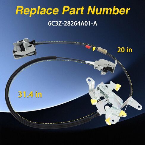 Rear Right Passenger Side Extended Cab Door Lock Latch with Cable Compatible with Ford F250 F350 F450 F550 Super Duty 1999-2007 Replace #:6C3Z-28264A00-A in Saudi Arabia