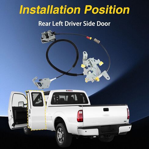 Rear Right Passenger Side Extended Cab Door Lock Latch with Cable Compatible with Ford F250 F350 F450 F550 Super Duty 1999-2007 Replace #:6C3Z-28264A00-A in Saudi Arabia