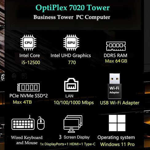 Dell OptiPlex 7050 SFF Desktop Computer Win11, 7050 SFF PC Core i5-6500 3.2GHz CPU, 16GB RAM, 512GB SSD (Renewed) in Saudi Arabia