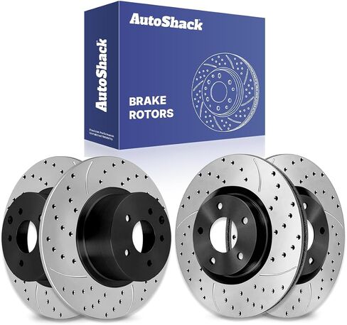 Autoshack Black Hat محفورة ودوارات فرامل محفورة ومزودة ببديل للفرامل الأمامية والخلفية لعام 2007-2013 Nissan Altima 2.5L 3.5L V6 FWD PR41466-41314PR in Saudi Arabia