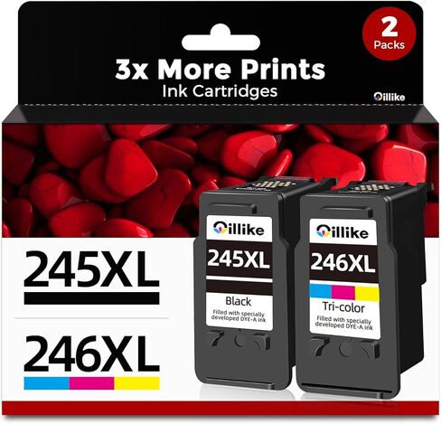 245XL 246XL Ink Cartridge Replacement for Canon PG 245 XL CL 246 XL Combo (1 Black 1 Color, 2 Pack) PG245 CL246 for PIXMA TR4520 MX490 MG2522 MX492 TR4522 TR4500 TS3122 MG2520 TS3320 TS3322 Printer in Kuwait