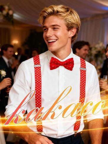 kakaco bow tie and argenders for men polka dot bowties costume in Kuwait