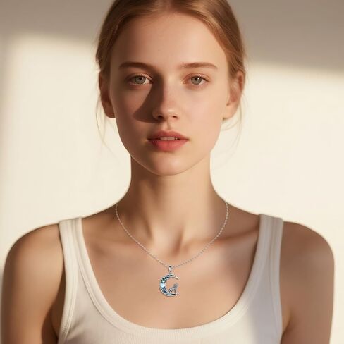 Raven Crystal Necklace 925 Sterling Silver Celtic Knot Moon Crow Pendant Necklace Raven Jewelry Gift for Women in Saudi Arabia
