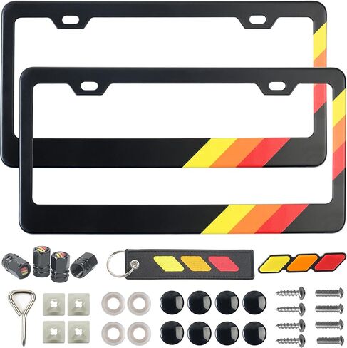 2Pcs 3-Color Aluminum License Plate Frame Kit, Compatible with Toyota Vehicle Truck Trailer SUV (with 35 Accessories in 9 Types) in Kuwait
