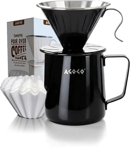AGOGO Stainless Pour Over Coffee Maker Set, 50 Paper Filters, 20oz, Sliver in Saudi Arabia