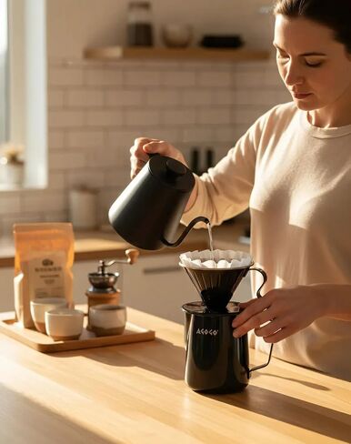 AGOGO Stainless Pour Over Coffee Maker Set, 50 Paper Filters, 20oz, Sliver in Saudi Arabia