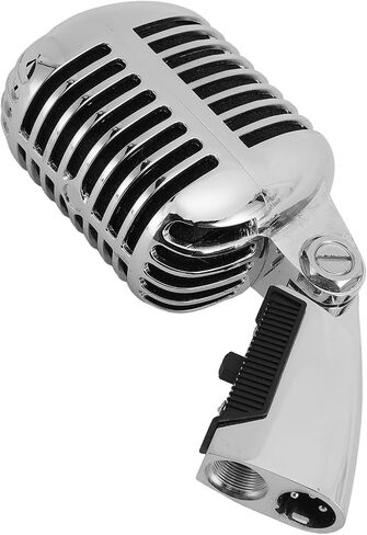 GOWENIC Vintage Microphone, Retro Style Dynamic Microphone, Zinc Alloy Self Tensioning Rotating Rack Retro Dynamic Vocal Microphone for KTV Party (Silver) in Saudi Arabia