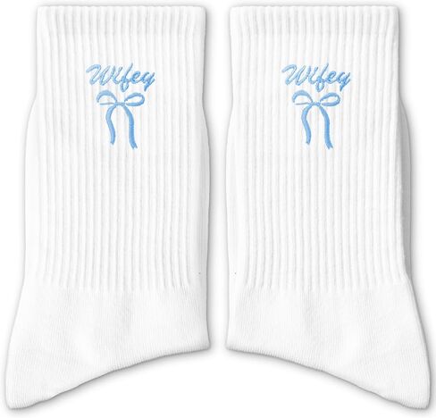 Embroidered Pink Bow Bride Socks - Wedding Day 'BRIDE' Crew Socks - Funny Bridal Party Favors for Bachelorette Gift - Cute Bride-to-Be Essentials. (216) in Kuwait