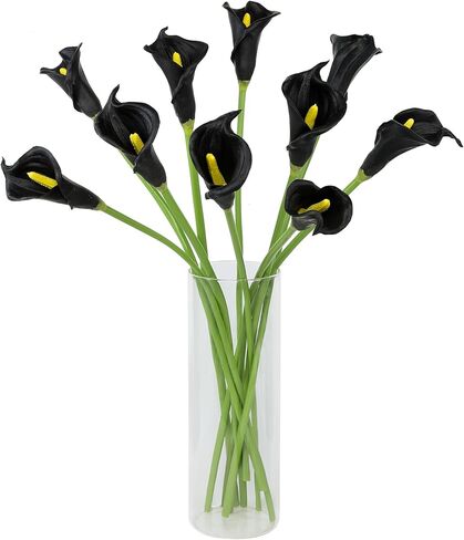 10pcs Calla Lily Flowers Flowers ، 26 "Touch Long Long Ste Faux Calla Lillies للمزهريات الطويلة ، ديكور منزل مكتب الزفاف الداخلي (أبيض) in Kuwait