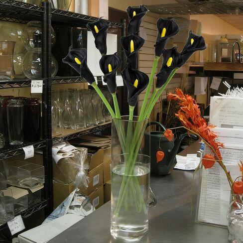 10pcs Calla Lily Flowers Flowers ، 26 "Touch Long Long Ste Faux Calla Lillies للمزهريات الطويلة ، ديكور منزل مكتب الزفاف الداخلي (أبيض) in Kuwait