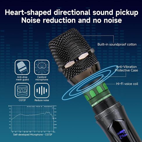 Professional Wireless Microphone for Singing – Karaoke Microphone Wireless with 160ft Range, Dynamic Mic, Plug & Play, Rechargeable – Compatible with Karaoke Machine, PA System in Saudi Arabia