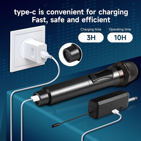 Professional Wireless Microphone for Singing – Karaoke Microphone Wireless with 160ft Range, Dynamic Mic, Plug & Play, Rechargeable – Compatible with Karaoke Machine, PA System in Saudi Arabia