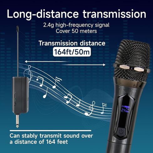 Professional Wireless Microphone for Singing – Karaoke Microphone Wireless with 160ft Range, Dynamic Mic, Plug & Play, Rechargeable – Compatible with Karaoke Machine, PA System in Saudi Arabia