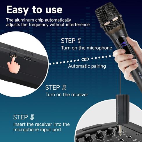 Professional Wireless Microphone for Singing – Karaoke Microphone Wireless with 160ft Range, Dynamic Mic, Plug & Play, Rechargeable – Compatible with Karaoke Machine, PA System in Saudi Arabia