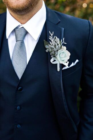 2Pcs Wedding Corsage and Boutonniere Set Purple Rose Corsage Wristlet and Boutonniere for Men Women Groom Bride Bridesmaid Groomsmen Wedding Party Accessory Prom Decoration (Purple) in Kuwait