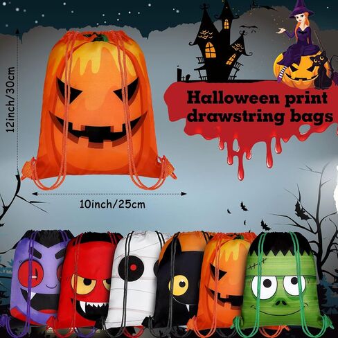 Shihanee 36 PCS Halloween Armers Carps String Set Bulk - Halloween Draphstring Backpack Party Supplies for Kids Girls Boys Gym Supplies (Cartoon Style) in Saudi Arabia