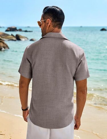 Coofandy Mens زر أسفل القميص قصير الأكمام القمصان غير الرسمية شاطئ القمصان الصيفية قمصان الزفاف قميص العطلة in Saudi Arabia