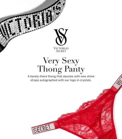 Victoria's Secret Logo Shine Strap Thong Panty Black in Saudi Arabia