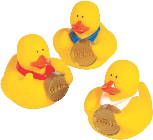 Fun Express 12 Pieces Award Medal Rubber Ducks - Ducky Toys in Saudi Arabia